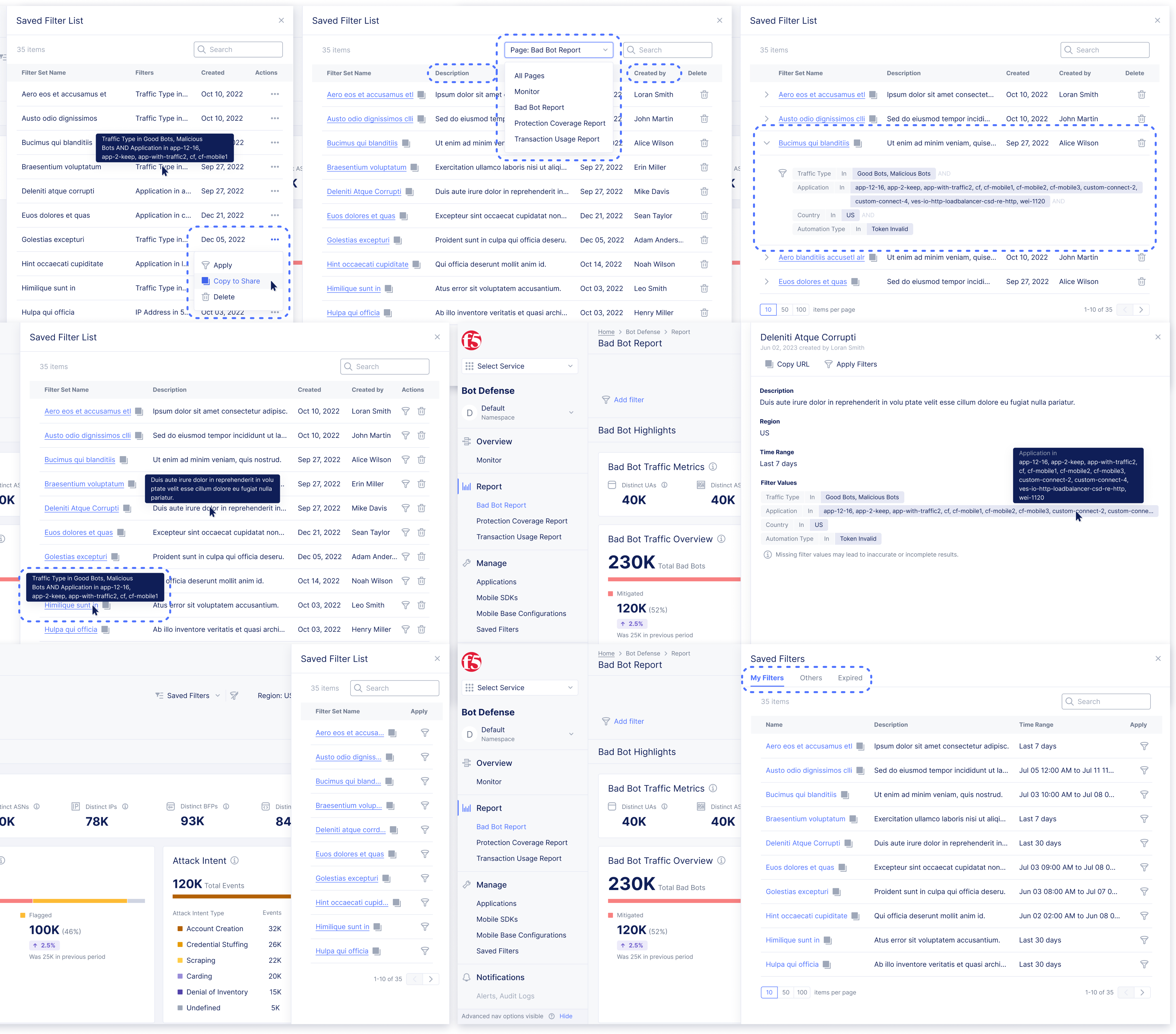 Ideate filter access and detail presentation.
